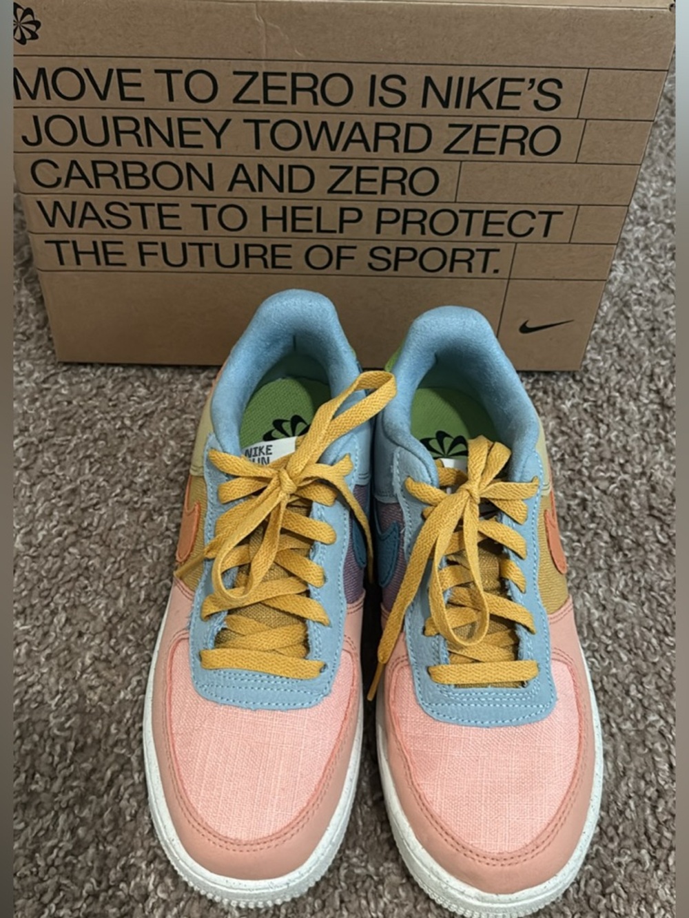 SOLD!!!!!FIT WOMEN 7.5 Nike Kids Colorblock Low-Top Sneakers in Pink, BlueYellow